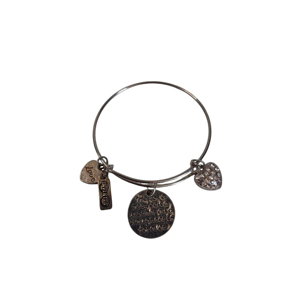 Alex and Ani Silver Toned Expandable Mother Daughter Bond Charm Bangle Bracelet